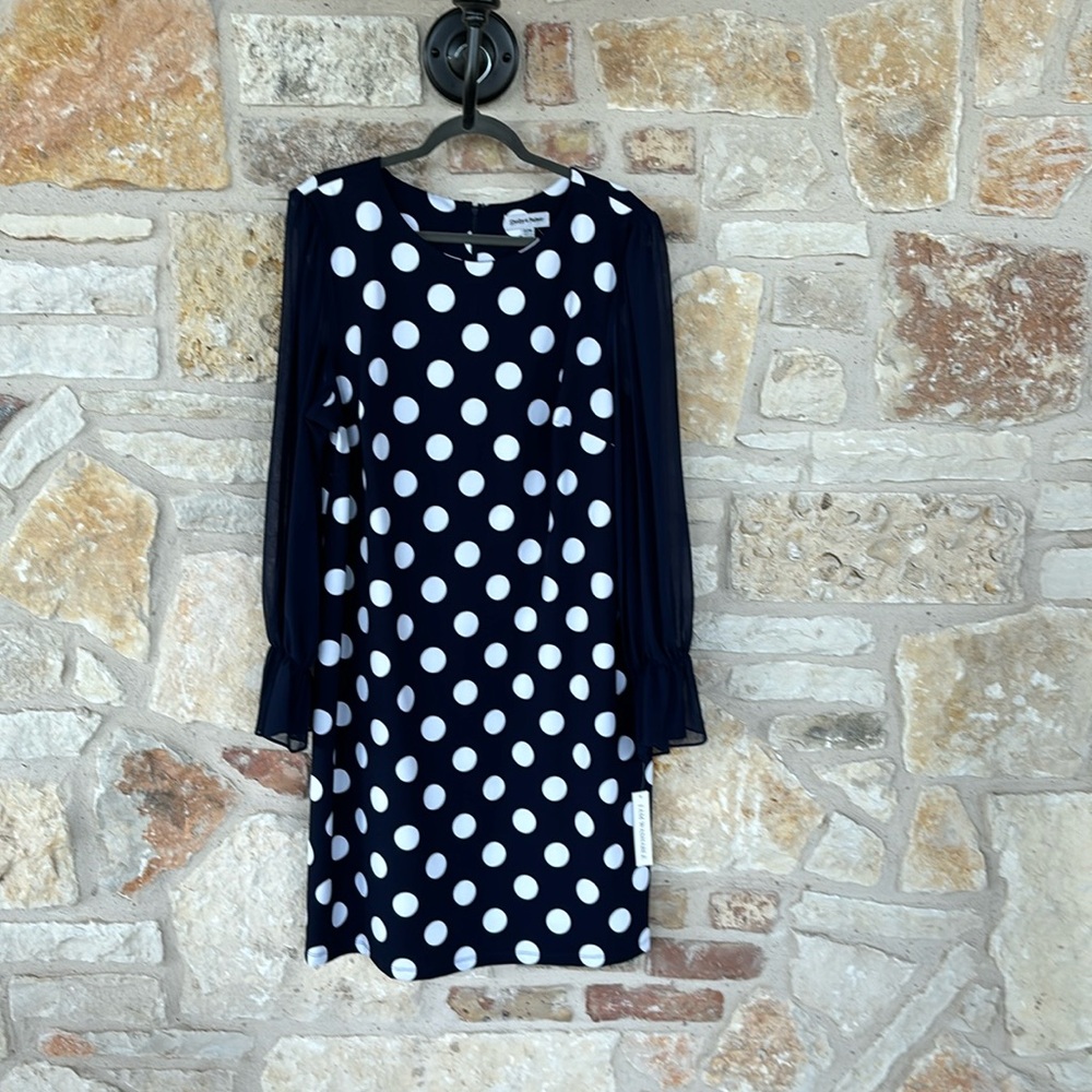 Shelby & Palmer Polka Dot Dress Navy Blue 22W NWT